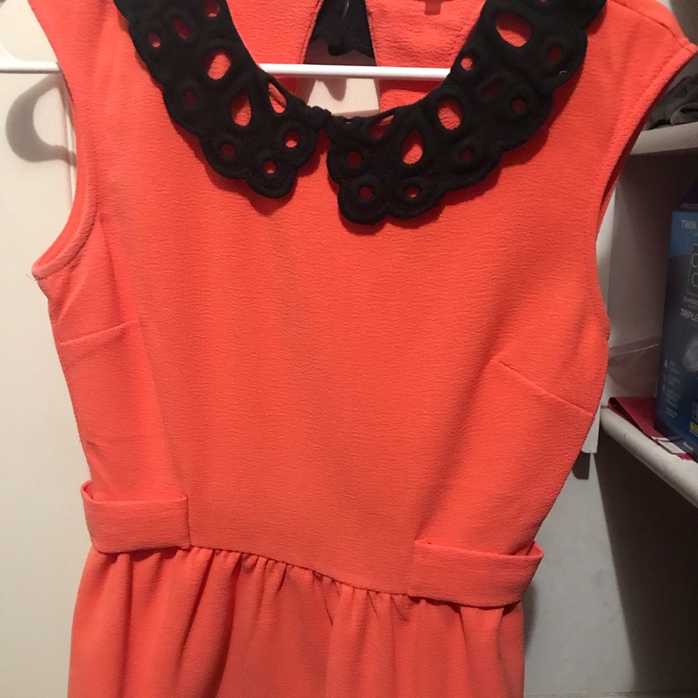 Peplum blouse with lace neck detail, worn once